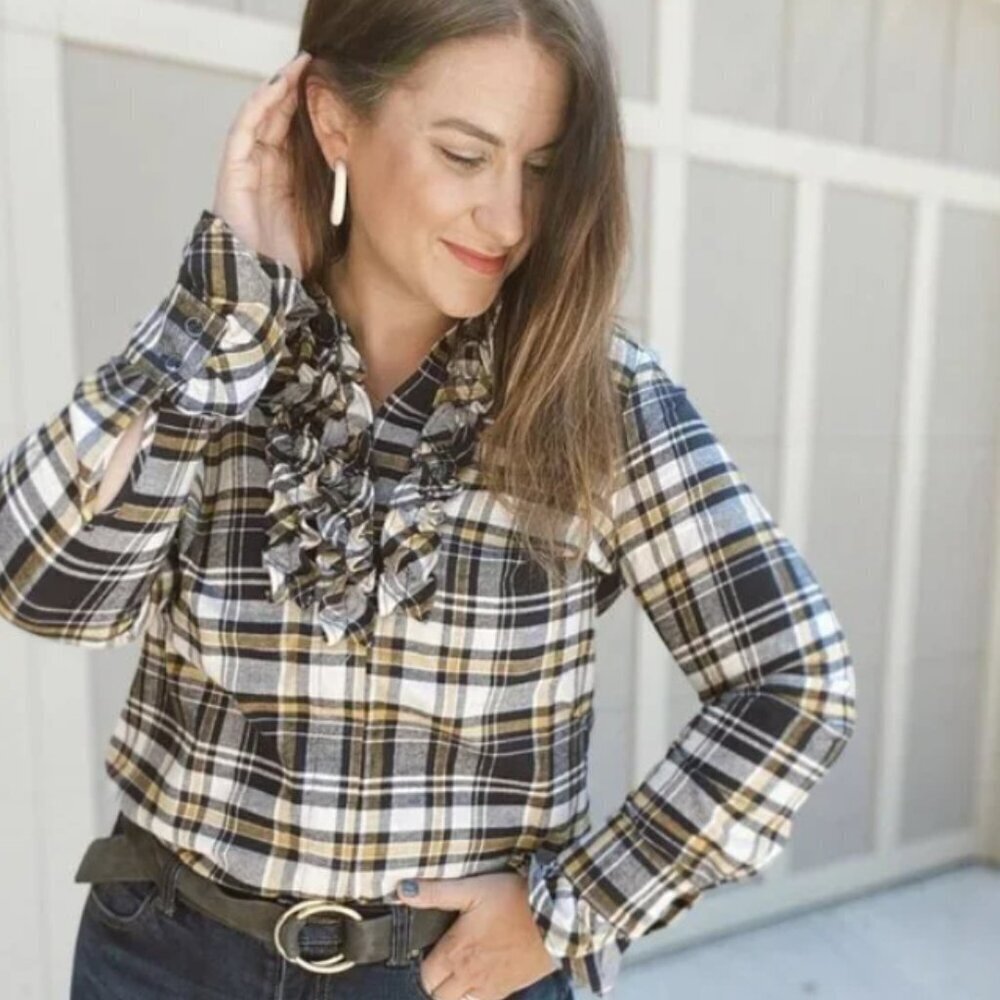 Cabi Seattle Shirt Plaid Button-Up #4233 Women's Size XL